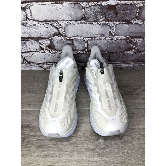 HOKA Project Clifton Blanc de Blanc Lunar White Mesh Center Zip Gym Women 40EU/9 - Picture 2 of 16